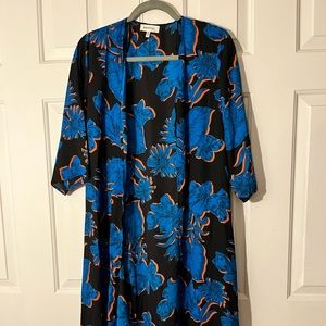 Monteau Tropical Botanical Print Belted Beach Cover Up